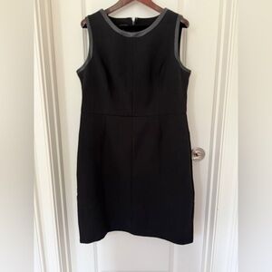 Talbots Black and Black Pleather Trim Dress Size 16